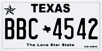 TX license plate BBC4542
