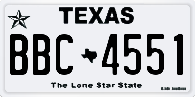 TX license plate BBC4551