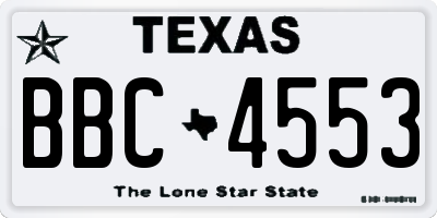 TX license plate BBC4553
