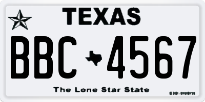 TX license plate BBC4567