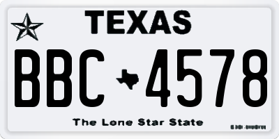 TX license plate BBC4578