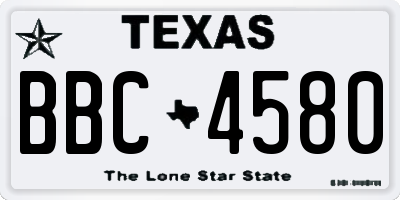 TX license plate BBC4580