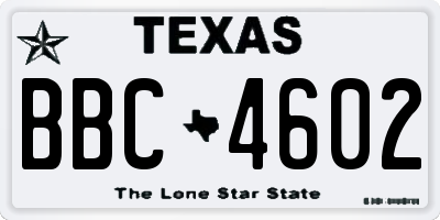 TX license plate BBC4602