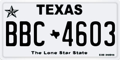 TX license plate BBC4603