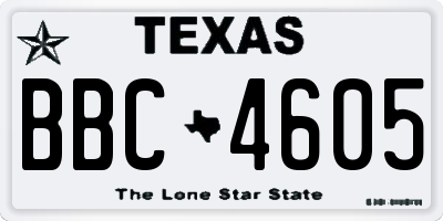 TX license plate BBC4605