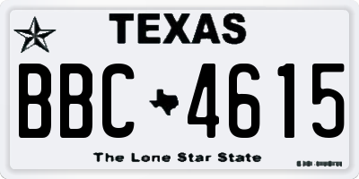 TX license plate BBC4615