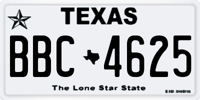 TX license plate BBC4625