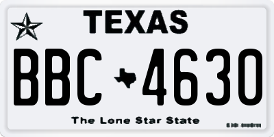 TX license plate BBC4630