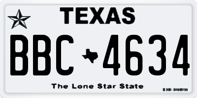 TX license plate BBC4634
