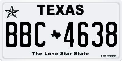 TX license plate BBC4638