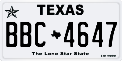 TX license plate BBC4647