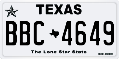 TX license plate BBC4649