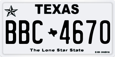 TX license plate BBC4670