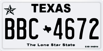 TX license plate BBC4672