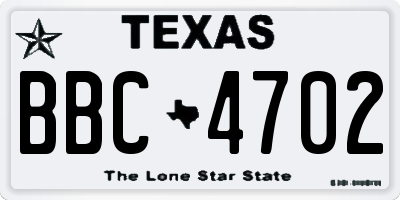 TX license plate BBC4702