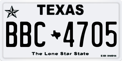 TX license plate BBC4705