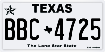 TX license plate BBC4725