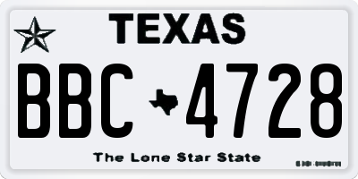 TX license plate BBC4728