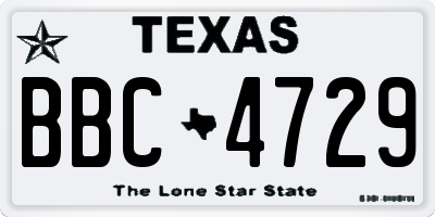 TX license plate BBC4729
