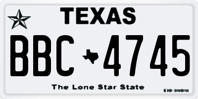 TX license plate BBC4745
