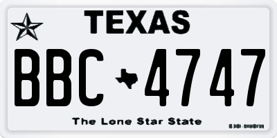 TX license plate BBC4747