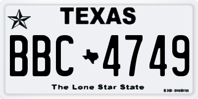 TX license plate BBC4749