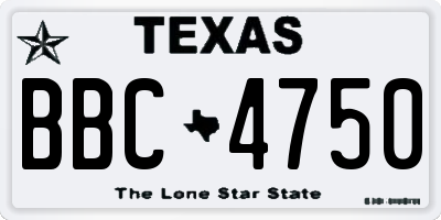 TX license plate BBC4750