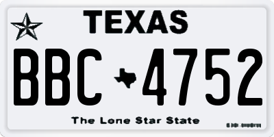 TX license plate BBC4752