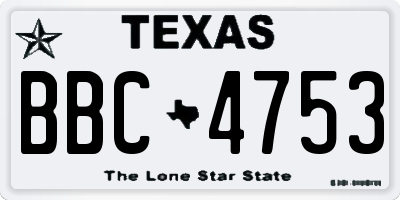 TX license plate BBC4753