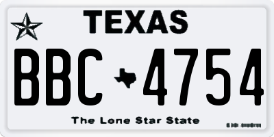 TX license plate BBC4754