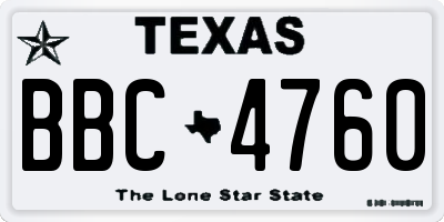 TX license plate BBC4760
