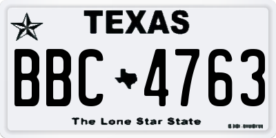 TX license plate BBC4763