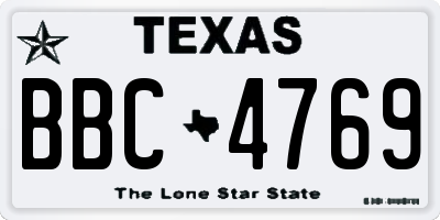 TX license plate BBC4769