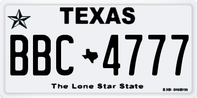TX license plate BBC4777