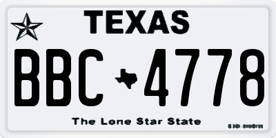 TX license plate BBC4778