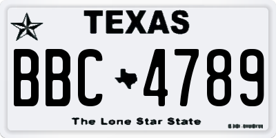 TX license plate BBC4789