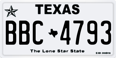 TX license plate BBC4793