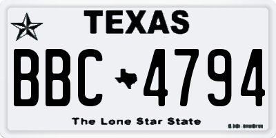 TX license plate BBC4794