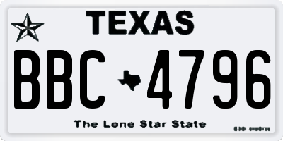 TX license plate BBC4796