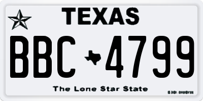 TX license plate BBC4799