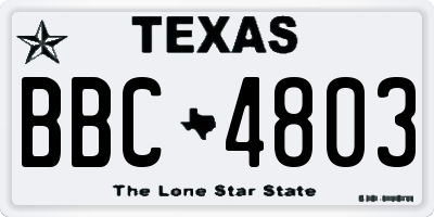 TX license plate BBC4803