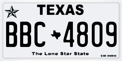 TX license plate BBC4809