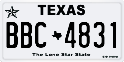 TX license plate BBC4831