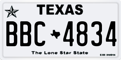 TX license plate BBC4834