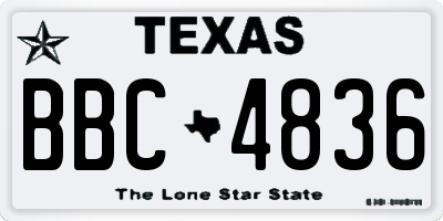 TX license plate BBC4836