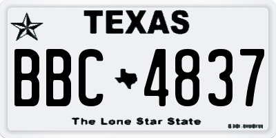 TX license plate BBC4837