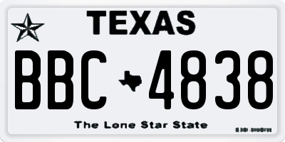 TX license plate BBC4838
