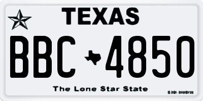 TX license plate BBC4850