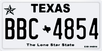 TX license plate BBC4854
