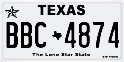 TX license plate BBC4874